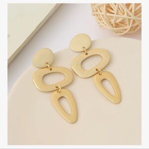 Modern Gold Abstract Geometric Dangle Earrings